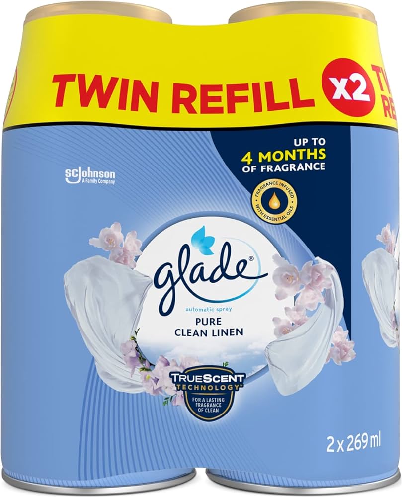 Glade Automatic Air Freshener Spray, Clean Linen, 2 x 269ml