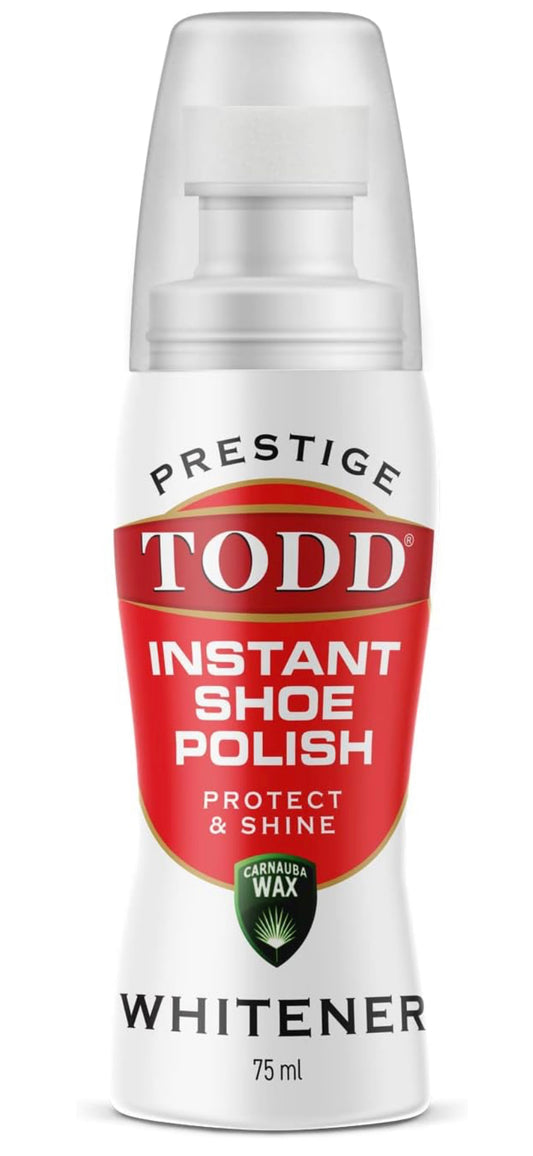 TODD PRESTIGE Premium Sneaker and Shoe Whitener | 75ml - Super White | White Colour Restorer for Sneaker, Trainers, Canvas & Leather Shoes | 75ml Bottle with Sponge