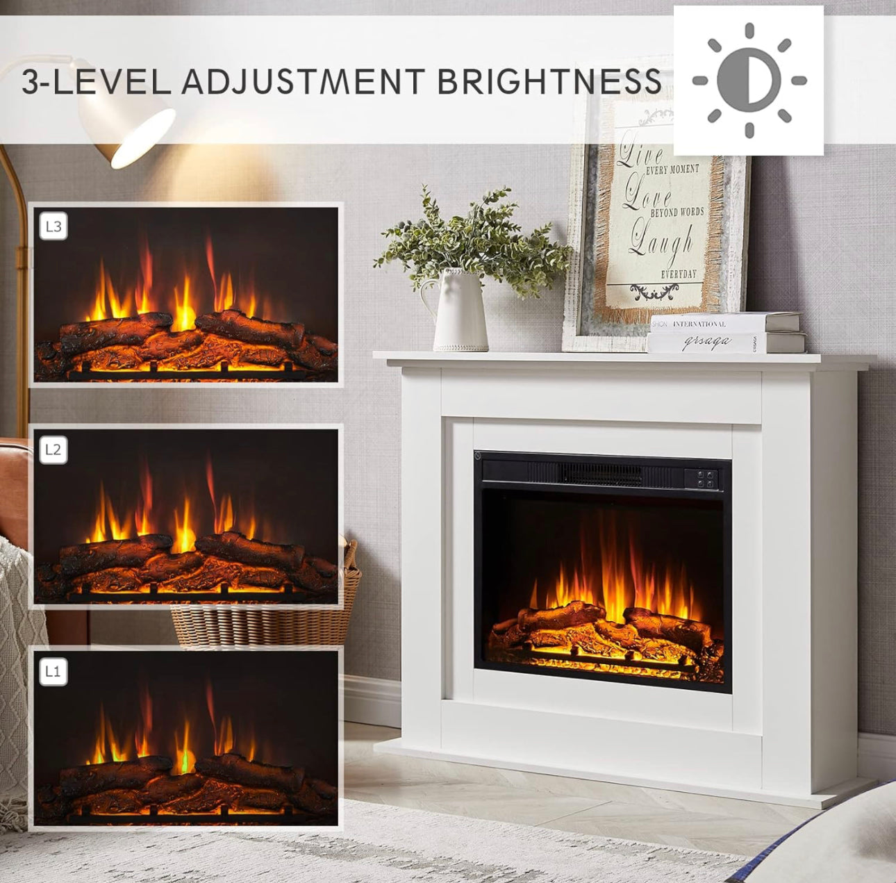 FlameKo Savannah Fireplace with 39" surround and Realistic Flame Effect Heater Multiple Colours Available