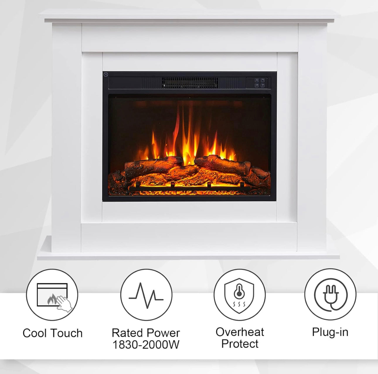 FlameKo Savannah Fireplace with 39" surround and Realistic Flame Effect Heater Multiple Colours Available