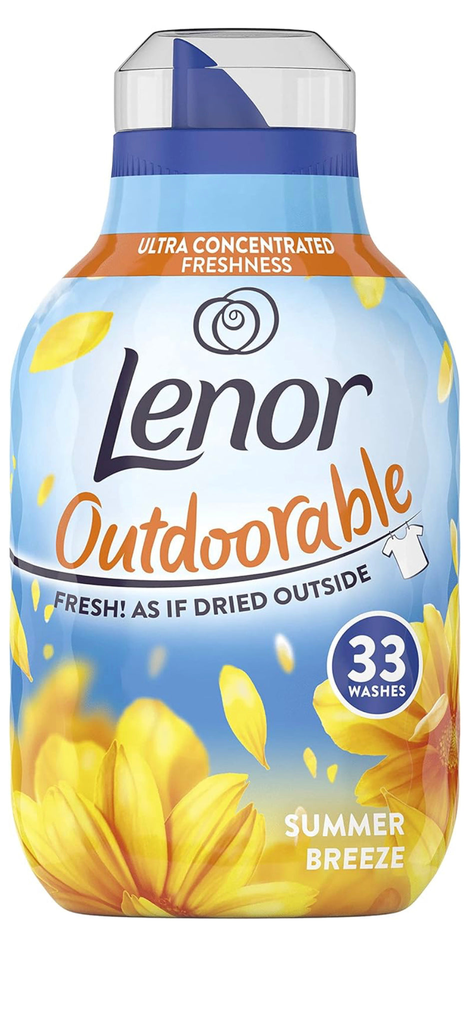 Lenor Outdoorable Fabric Conditioner Summer Breeze 33 Washes, 462 ml - Ultra Concentrated Freshness- 100 percent Recycled Bottle