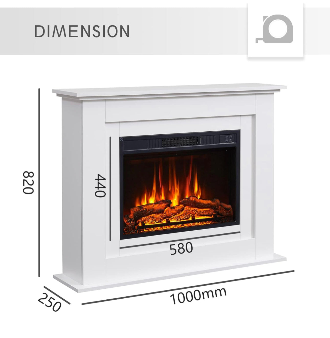 FlameKo Savannah Fireplace with 39" surround and Realistic Flame Effect Heater Multiple Colours Available