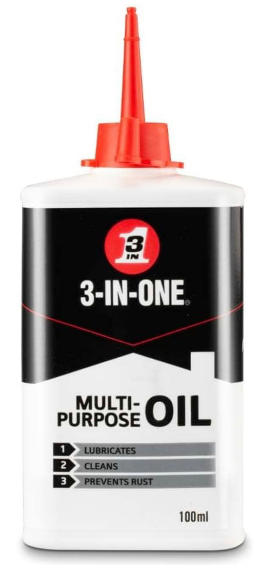 3-IN-ONE Multi Purpose Drip Oil 100ml – precision drip application, cleans, lubricates, and prevents rust, stops squeaks